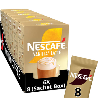 Nescafe Cafe Menu Latte Vanilla, 185g (Pack of 8)