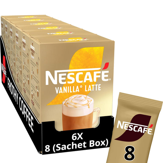Nescafe Cafe Menu Latte Vanilla, 185g (Pack of 8)