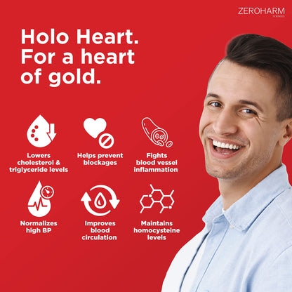 ZEROHARM Holo Heart tablets | Plant-based | Men & women heart health supplements | Prevents coronary artery disease | Manages lipid profile | Prevents blockages - 120 Veg tablets…