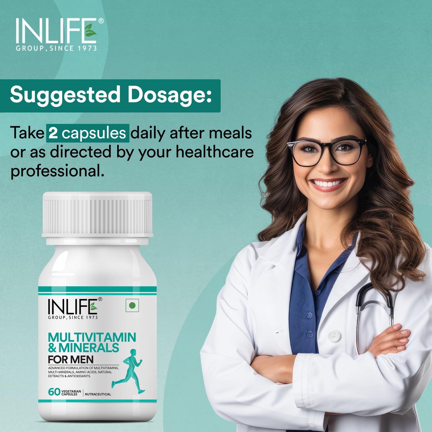 INLIFE Multivitamin for Men Supplement, Vitamins Minerals, 60 Veg Caps