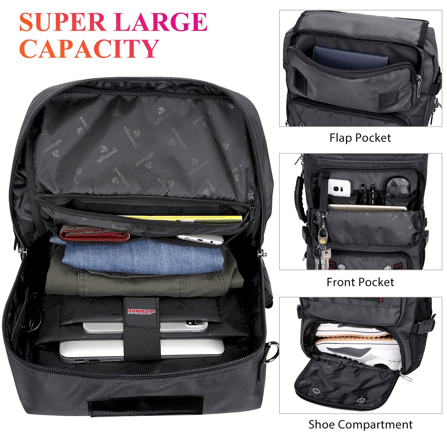 WITZMAN Carry on Travel Backpack for Men Airline Approved Convertible N- image 5