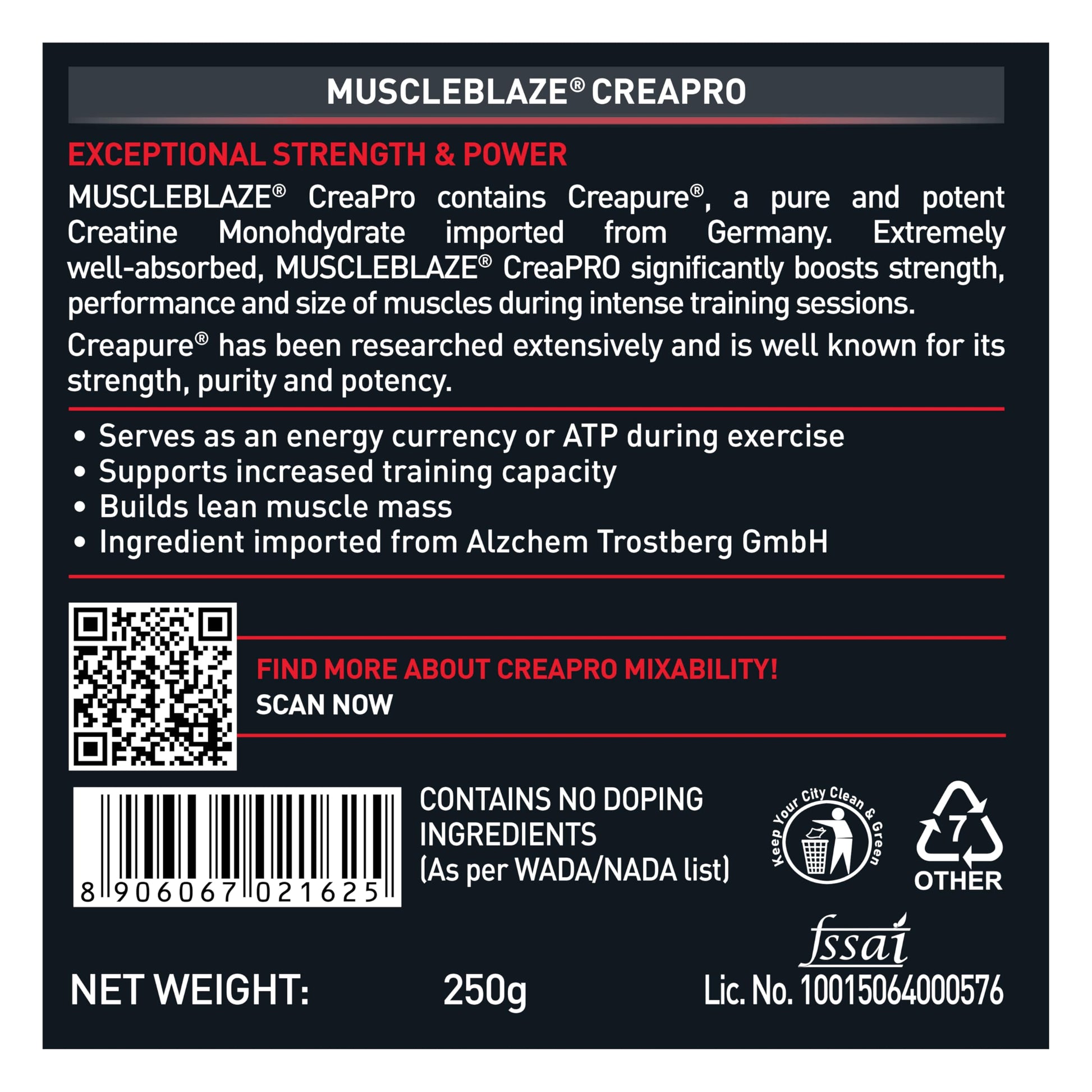 MuscleBlaze Creapro Creatine Monohydrate Powder 250 Gram (Unflavoured,- image 4