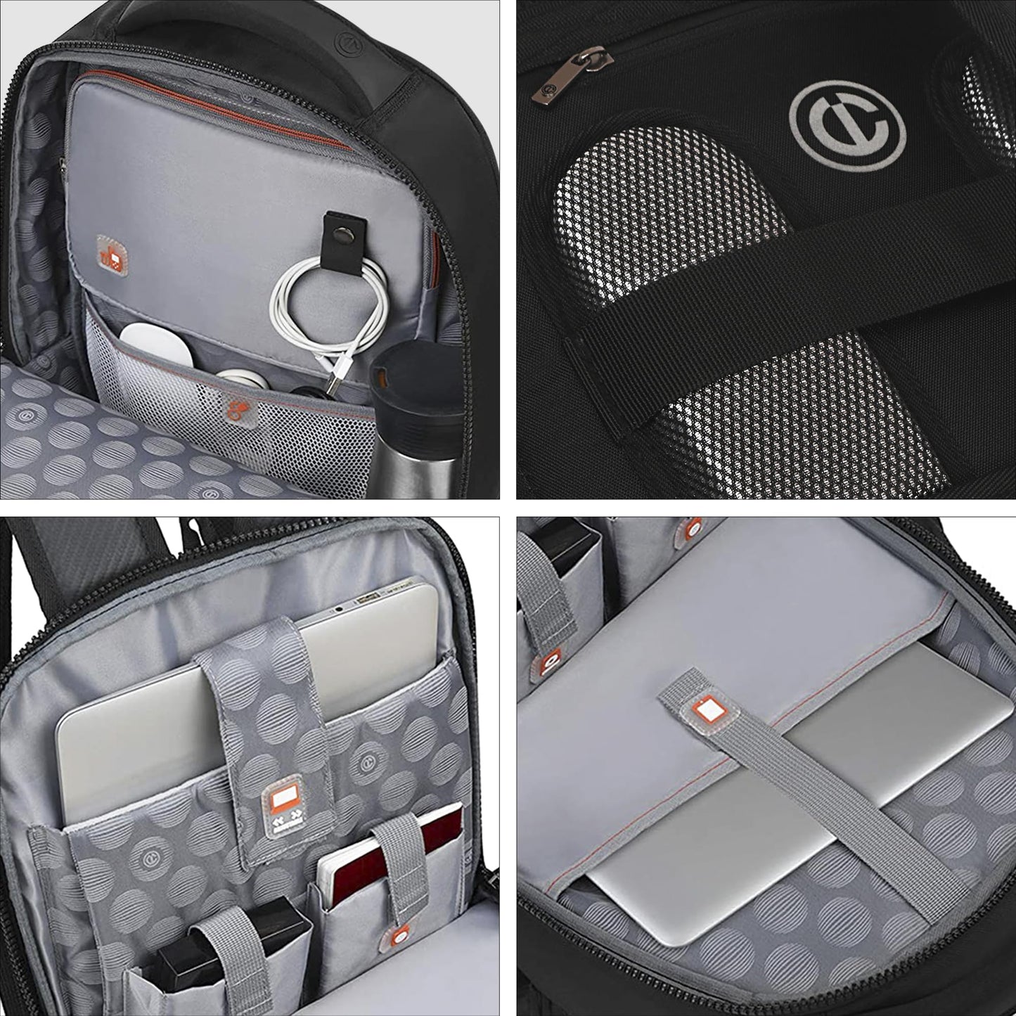 CARLTON Laptop Backpack 22L With Ergonomic Back Panel and Grab Handle, Concealed Back Pocket, Gadget Compartment & Expander |Carbon Black | Berkeley