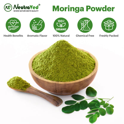 NeutraVed Moringa Powder 1 kg | Moringa Leaves also Know Drumstick for Immunity, Skin & Hair and Wellness Products for Male - 1kg