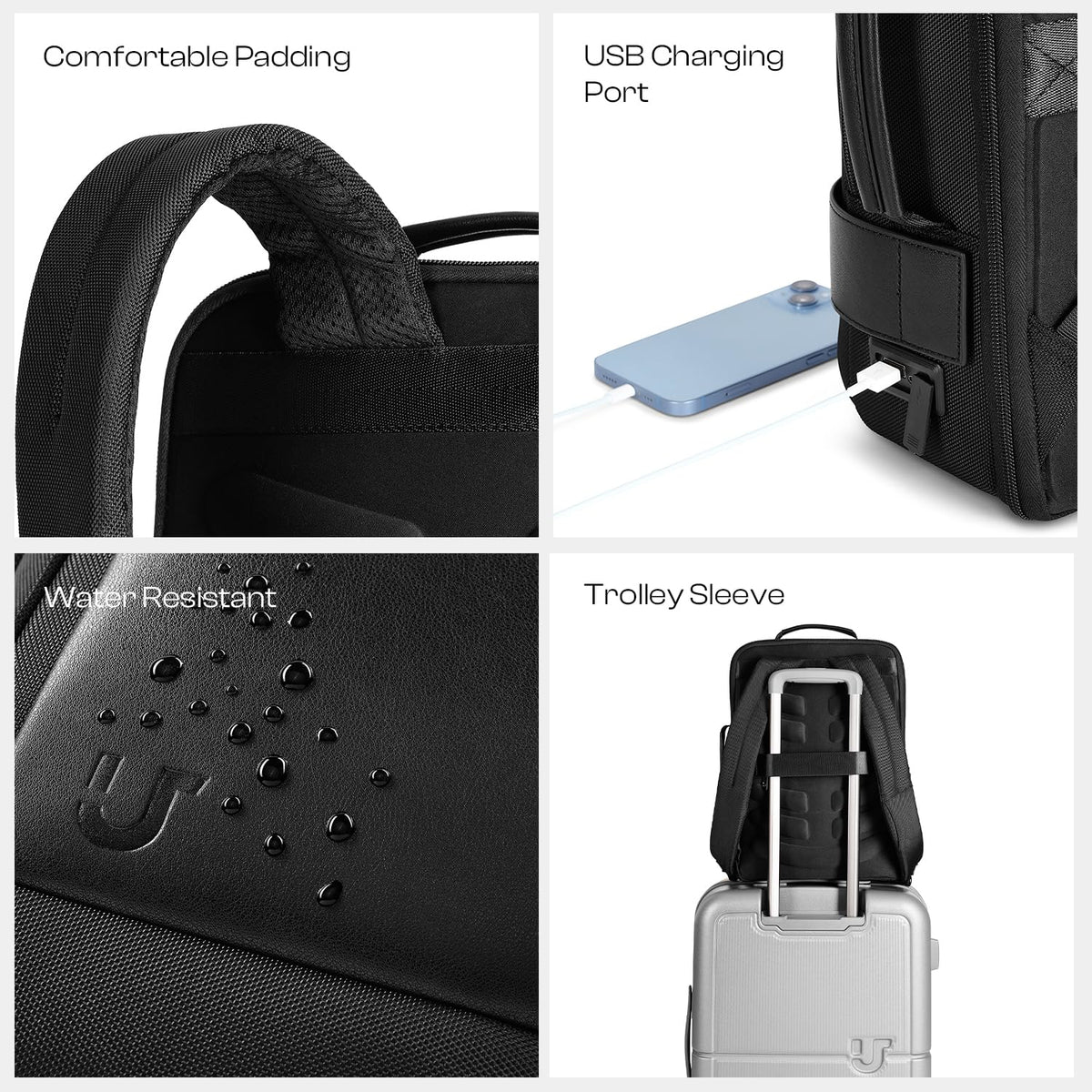 Urban Jungle by Safari, Laptop Backpack for Men and Women | USB Charging Port | Trolley Sleeve | 15.6 Inch Laptop Sleeve | Water Resistant | Office & Travel Bag | Black