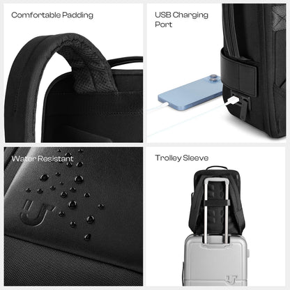 Urban Jungle by Safari, Laptop Backpack for Men and Women | USB Charging Port | Trolley Sleeve | 15.6 Inch Laptop Sleeve | Water Resistant | Office & Travel Bag | Black