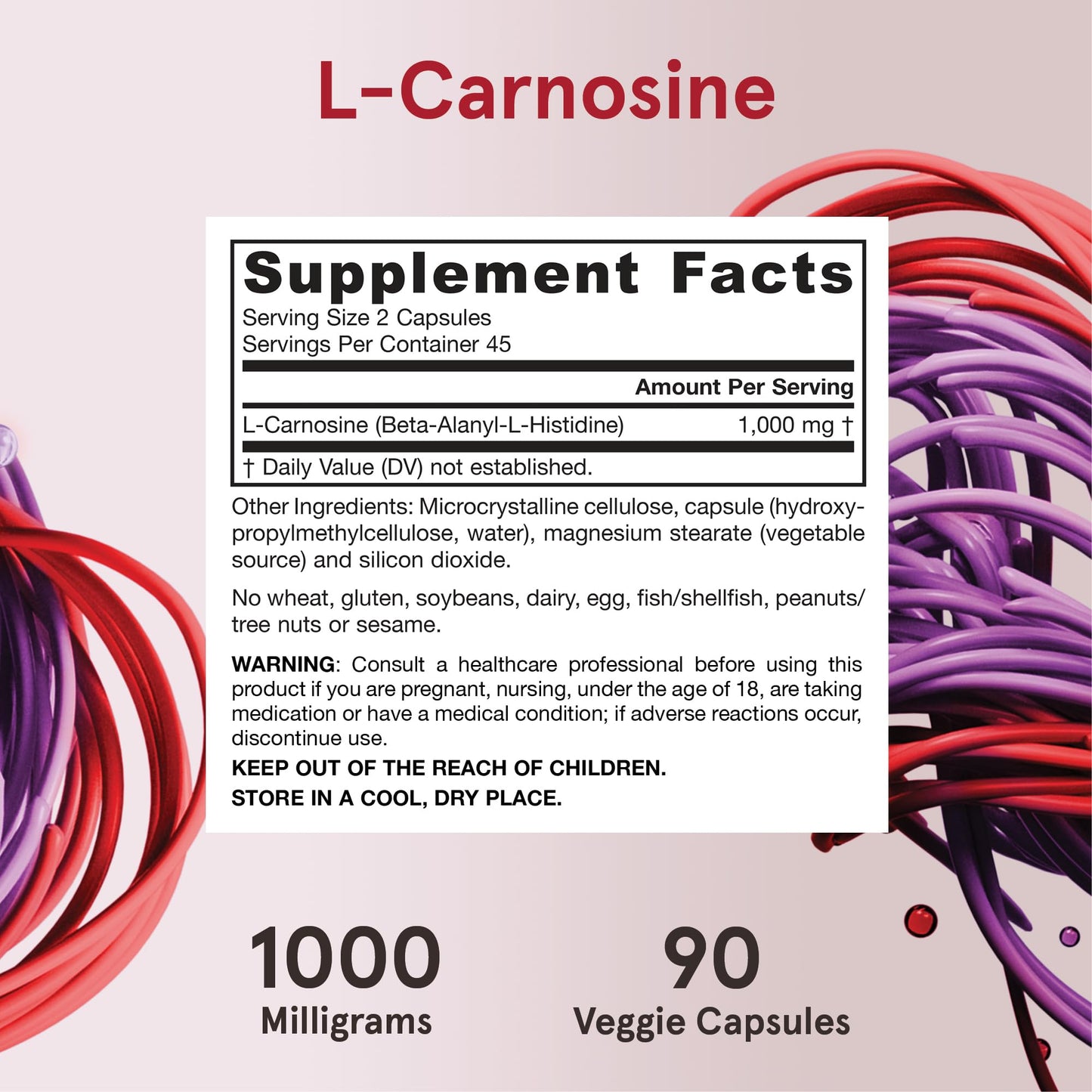 Jarrow Formulas, L-Carnosine, Beta-Alanyl-L-Histidine, 1000 mg, 90 Caps- image 6