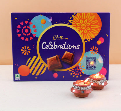 SFU E Com Cadbury Celebration With 2Pcs. Matki Diya | Chocolate Gift For Corporate Gifts, Family, Friends, New year, Diwali | 032
