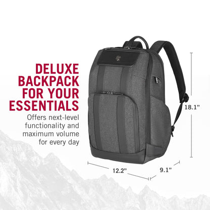 Victorinox Architecture Urban 2.0, Deluxe Backpack, 15" Laptop and Tablet Compartment, Melange Grey (611954), M