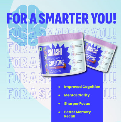 SMASH Micronised Creatine Monohydrate Powder, Fruit Frenzy (30 Servings, 120g)