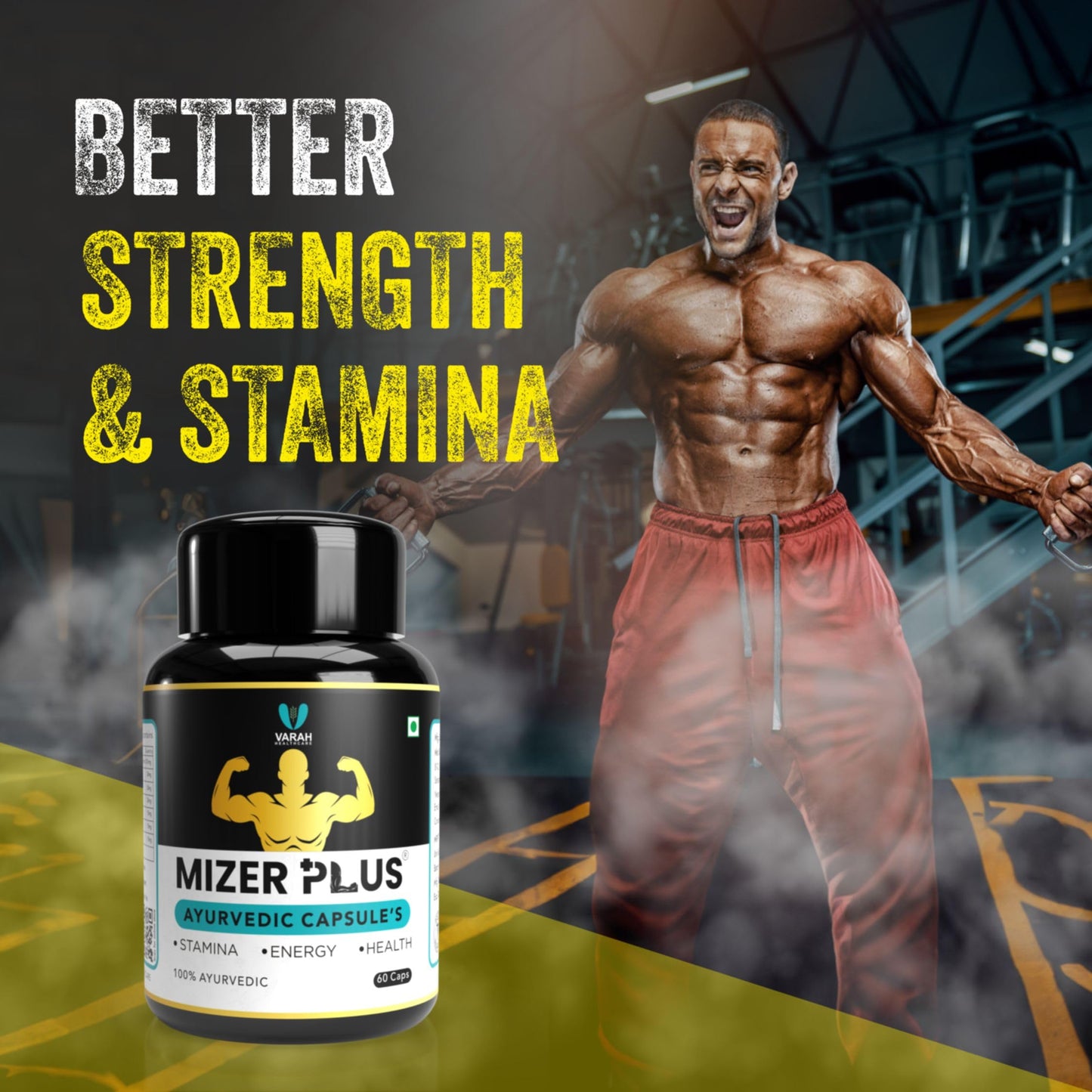 Varah Mizer Plus 60 Capsules | Supports Energy, Vitality, Stamina, Strength, and Muscle Growth with Natural Herbal Extracts for Daily Wellness and Active Lifestyle | Ayurvedic Formula for Men