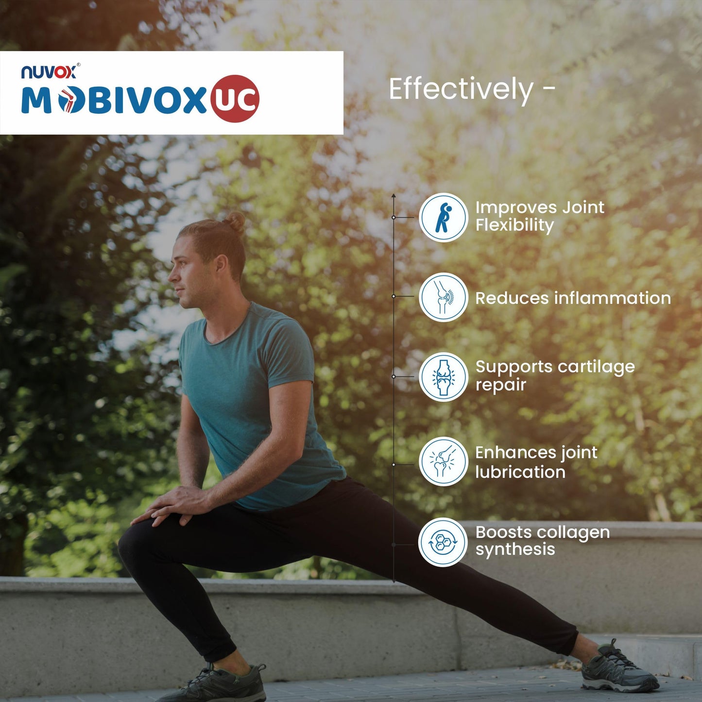NUVOX Mobivox UC Joint Support Tablets | UC-II® Undenatured Collagen, Curcumin C3 Complex & Hyaluronic Acid | Supports Joint Mobility, Cartilage & Flexibility | 30 Tablets