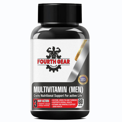 Fourth Gear Daily Multivitamin And Multimineral For Men | 25 Essential Vitamins And Minerals | Supports Immunity, Energy, Bone Health And Wellness | Vegetarian Supplement | 60 Tablets | Pack Of 1
