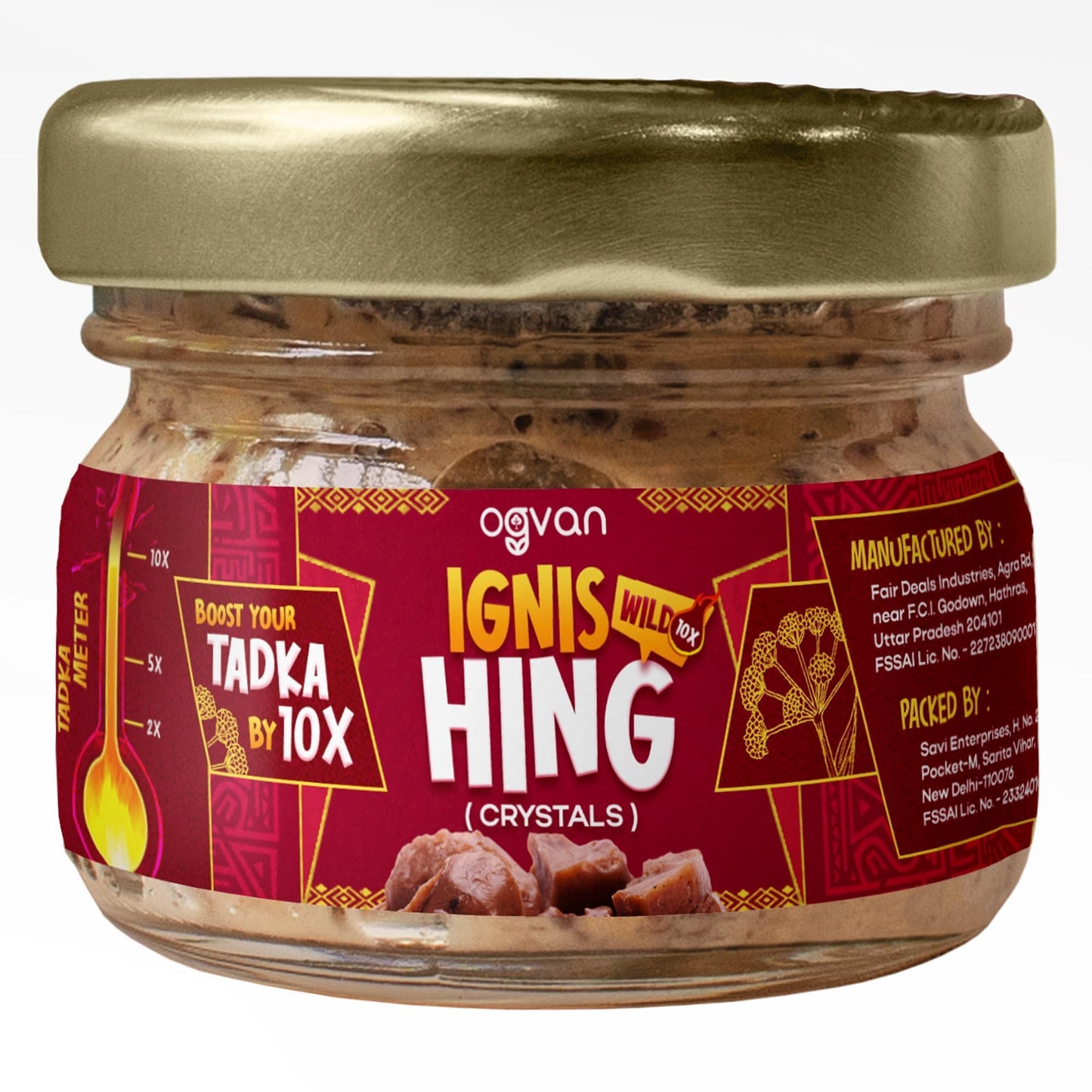 Ogvan Ignis 100% Pure Hing Granules Wild 10g| Strongest Pure Asafoetida| Lab tested Premium Hing from Hathras| Gluten-Free| No Atta| No Maida| Chemical-Free| Organic | Fresh Tazaki Nukra