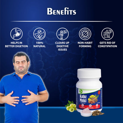 Kabz Mukt 30 Tablets Ayurvedic Constipation Relief | Supports Digestive Health | Clears Colon | Regulates Digestion | Addresses Low Fiber Diet (Pack of 3, Normal)