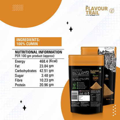 The Flavour Trail - Organic Cumin Powder/Jeera Powder/Jeera Masala, 100 gm| Organically Farmed | Hygienically Processed | Pesticide-Free
