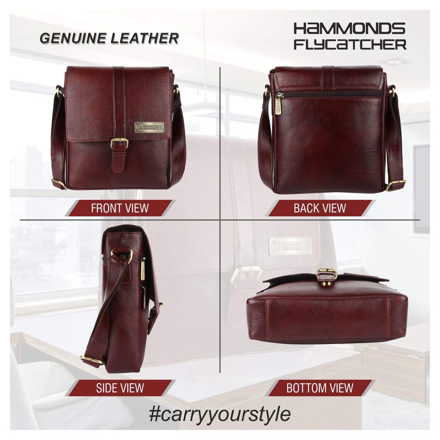HAMMONDS FLYCATCHER Genuine Leather Sling Bag for Men, Stylish and Spacious Side Bag for Men, Crossbody Bag for Mens Daily Use, Travel, Adjustable Strap, 1 Year Warranty