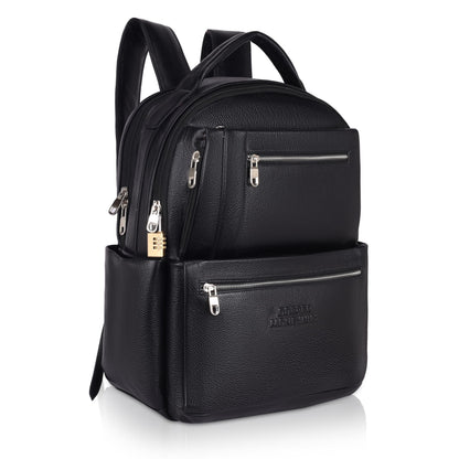 DORPER MONEY HILL Genuine Leather Backpack laptop Bag Stylish Durable Office Use Professional Bag for Men Women (ELITE BLACK, Leather)