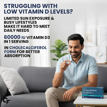 Carbamide Forte Vitamin D3 60000IU Tablets | Vitamin D3 60k Supplement | Vitamin D Supplements | Cholecalciferol 60000 iu Supplement for men & women | Orange Flavour - 40 Tablets