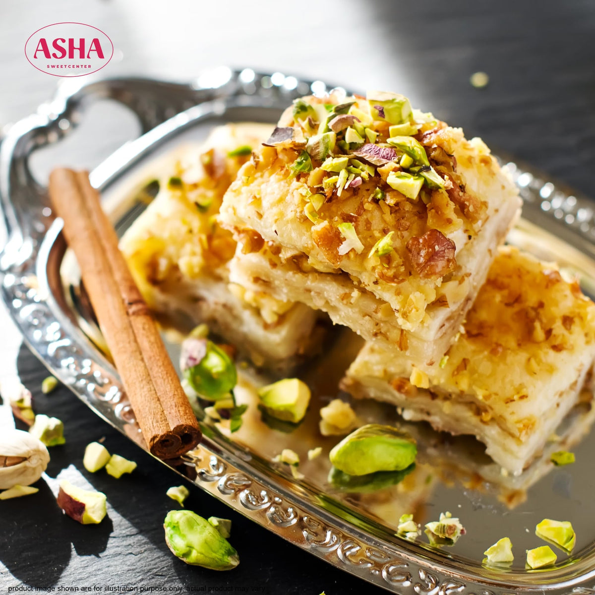 ASHA SWEET CENTER Baklava Assorted Sweets 500 Gram | Premium Sweets Perfect For Gifting And Snacking | Turkish Delight Made With Fresh Ingredients