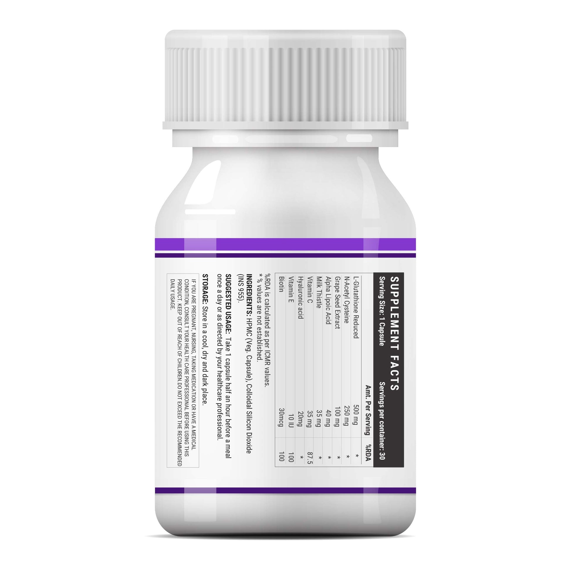 INLIFE L Glutathione 1000mg, Vitamin C, Milk Thistle, Grape Seed Extrac- image 5