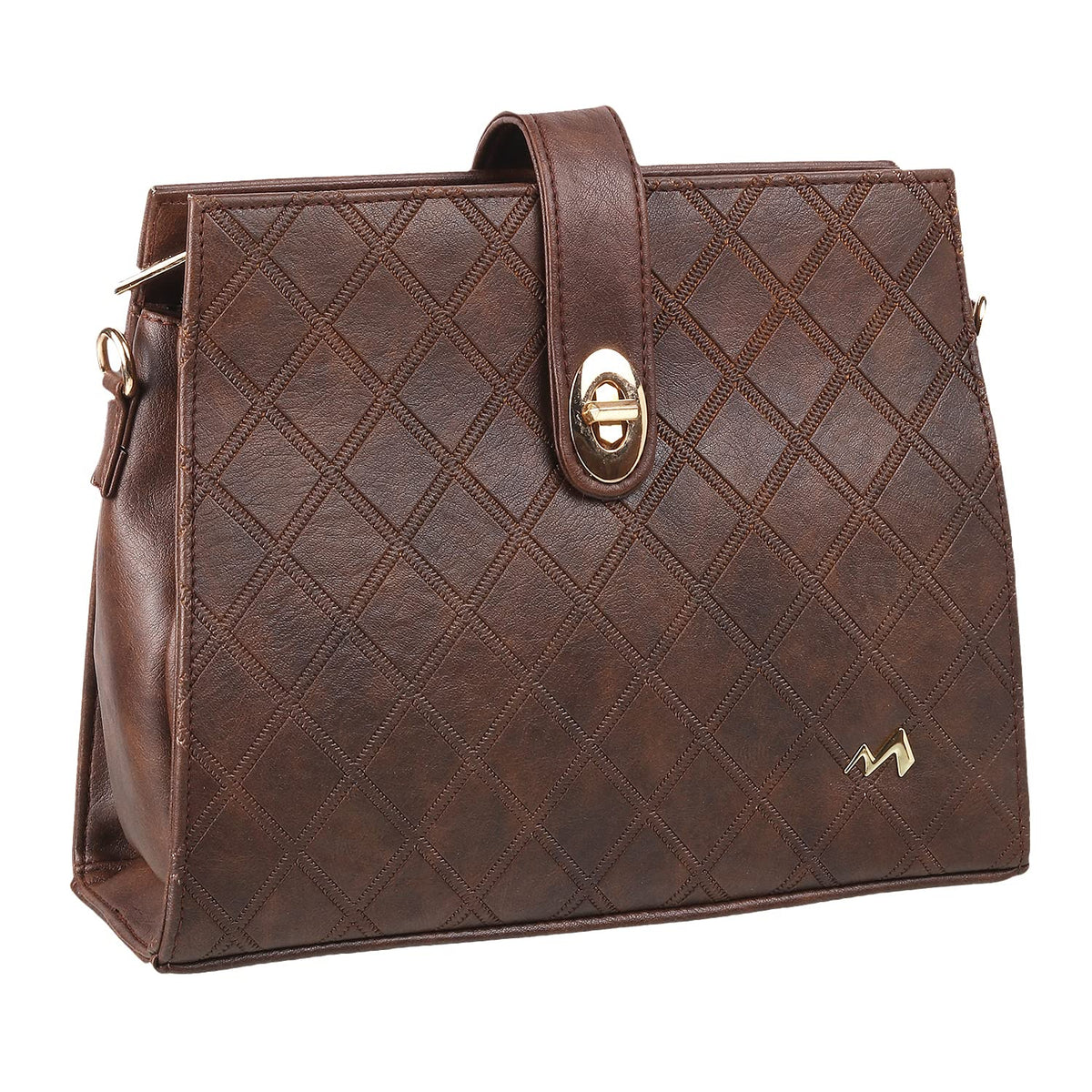 Metro Brown Faux Leather Premium Zipper Casual Sling Bag For Women (66-7208)