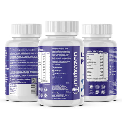 Nutrazen Longevity Pro - Pack of 2, 60 Tablets | Resveratrol, CoQ10, AHA