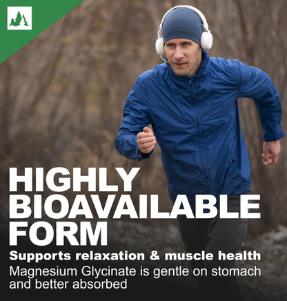 Forest Harvest Magnesium Glycinate 1100mg with L-Theanine, Ashwagandha, Zinc, Vitamin B6, C & D3 | 100 Veg Capsules | WHO-GMP, HACCP, ISO Certified