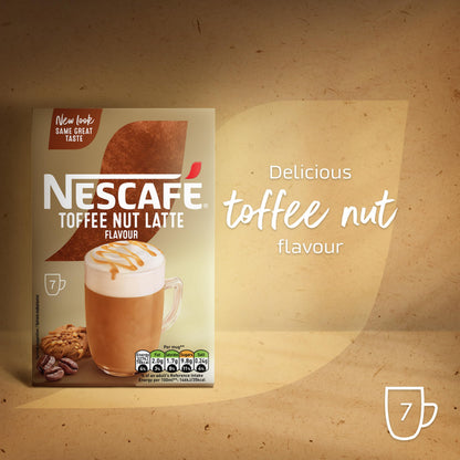 NESCAFÉ Toffee Nut Latte Instant Coffee 7 Sachets, Responsibly Sourced Coffee Pack of 1