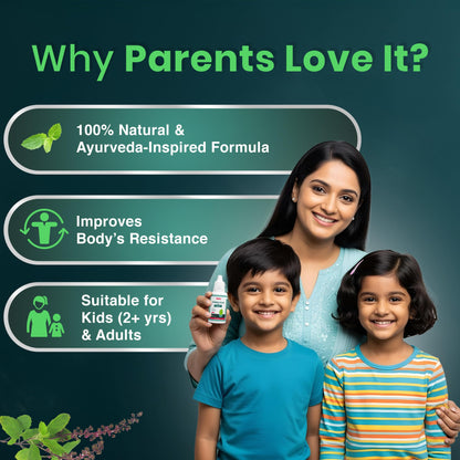 BabyOrgano PanchTulsi Drops Contains Extracts of 5 Rare Tulsi | Boosts Immunity | Cough And Cold Relief | 100% Ayurvedic | Builds Respiratory Health