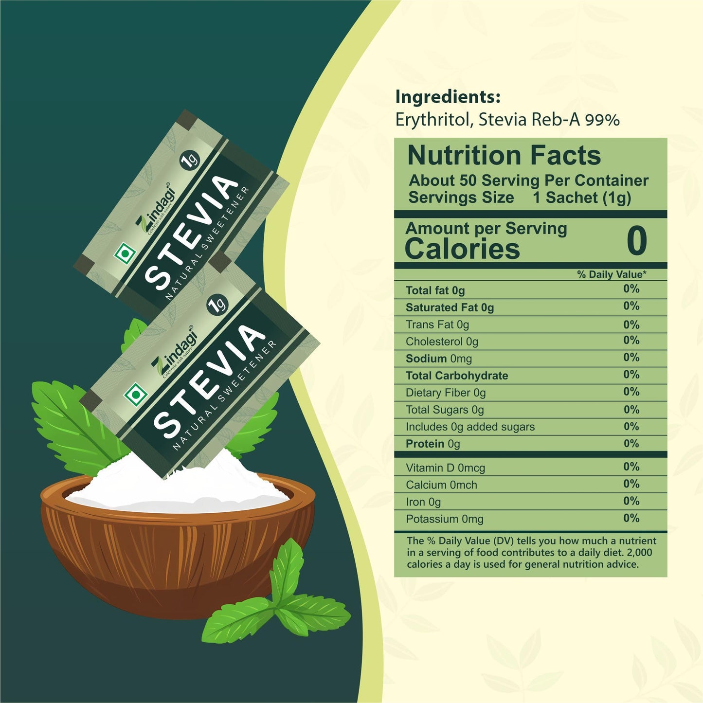 Zindagi Stevia Liquid Drops & Stevia Powder Sachets – Family Combo Pack