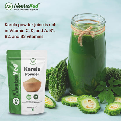 NeutraVed Karela Powder (200g) | Pure Bitter Melon Powder for Healthy Metabolism & Glucose Balance | Sun-Dried Bitter Gourd (Momordica Charantia) for Blood Purification & Liver Detox | Edible Grade Raw Herb