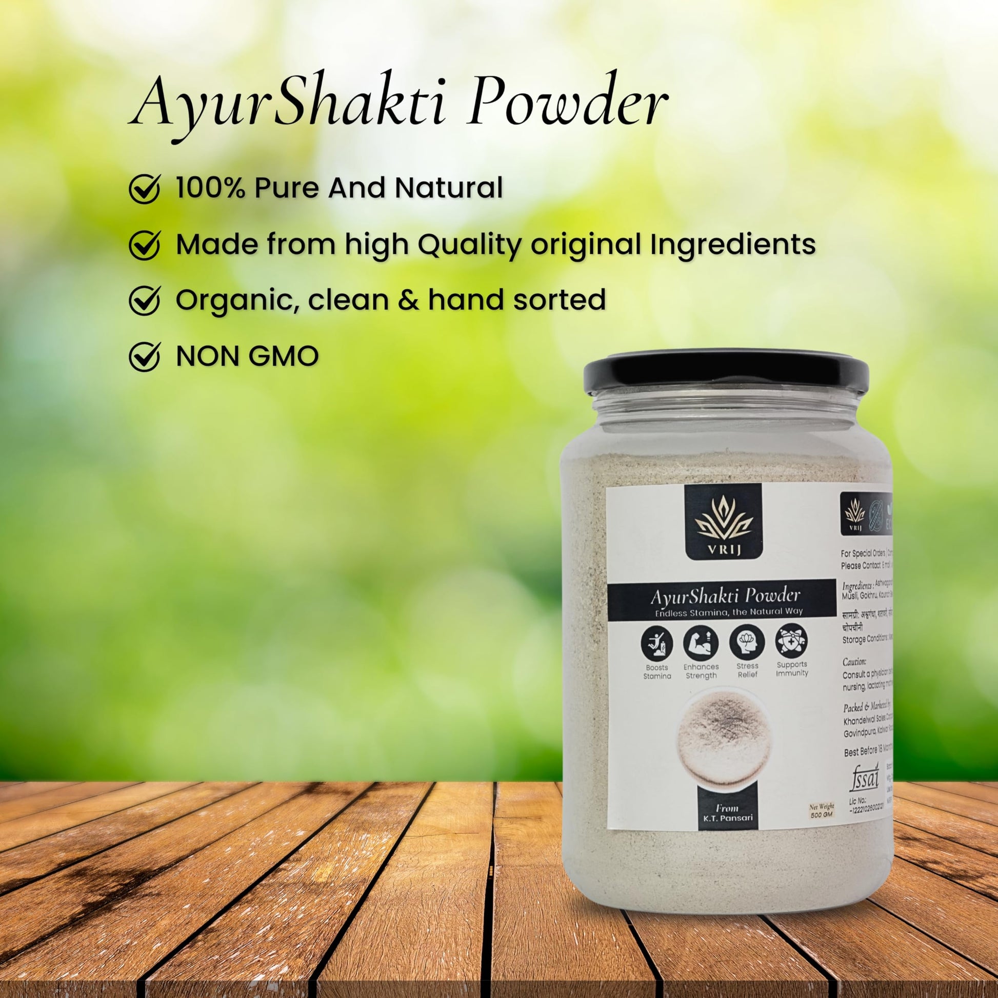 VRIJ Ayurshakti Powder | 500G | Energy | Stamina | Stress Relief | Ashw- image 4