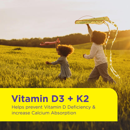 NutriBears Kids Vitamin D3 + K2 + B12 Gummies | Plant-Based Lichen D3 + MenaquinGold™ (MK-7) | No Artificial Colours | Bones, Immunity & Mood | Vegetarian | Ages 2–12 | Orange | 30 Gummy Bears
