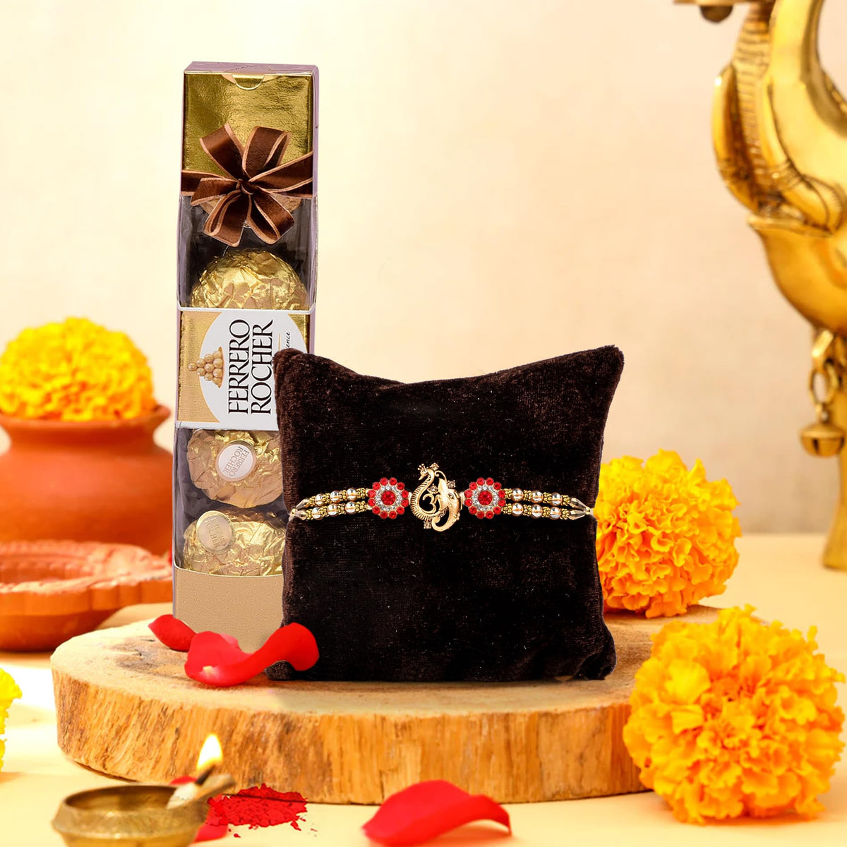 TIED RIBBONS Rakhi for Brother with Chocolates - Designer Rakhi with Chocolate Box (4 pcs), Rakshabandhan Special - Rakhi Gift for Brother