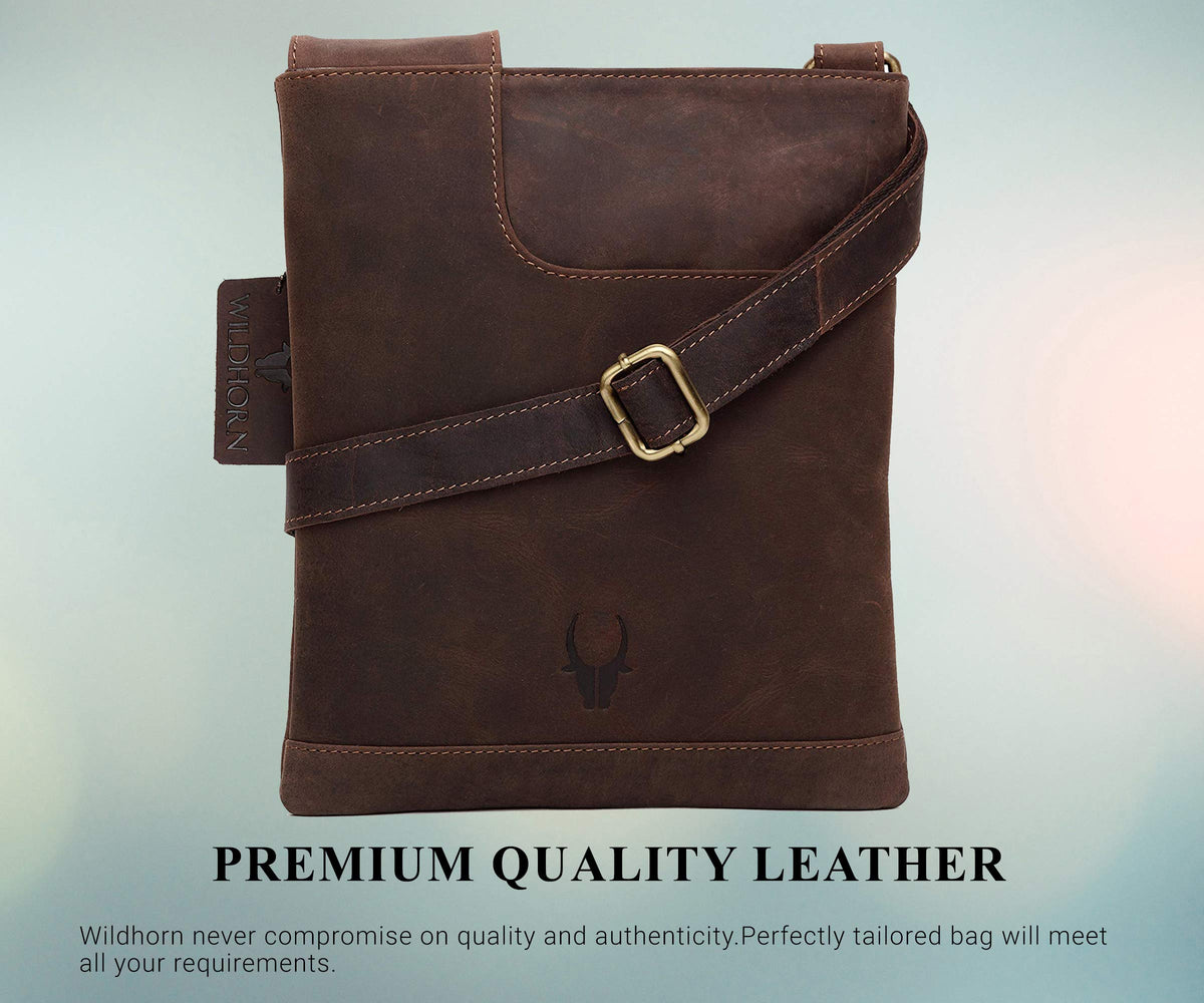 WildHorn Genuine Leather Utility Sling Bag for Men | Stylish, Functional & Spacious | Adjustable Strap | 1-Year Warranty