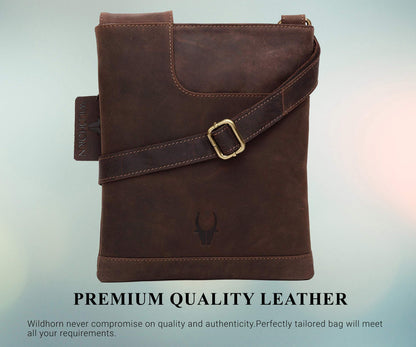 WildHorn Genuine Leather Utility Sling Bag for Men | Stylish, Functional & Spacious | Adjustable Strap | 1-Year Warranty