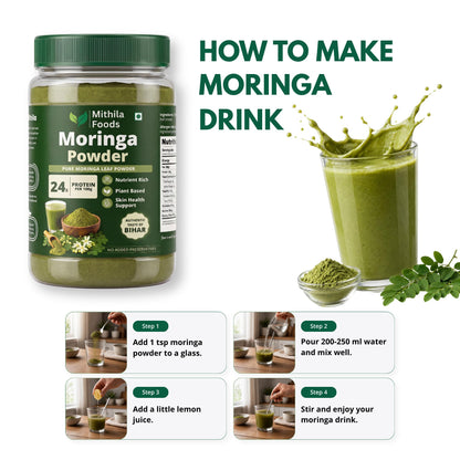 MITHILA FOODS Moringa Powder 200g | Munga Greens, 100% Pure Moringa Leaf Powder | Nutrient-Dense Antioxidants, Vitamins & Minerals | Energy, Immunity & Daily Wellness | Authentic Taste of Jharkhand