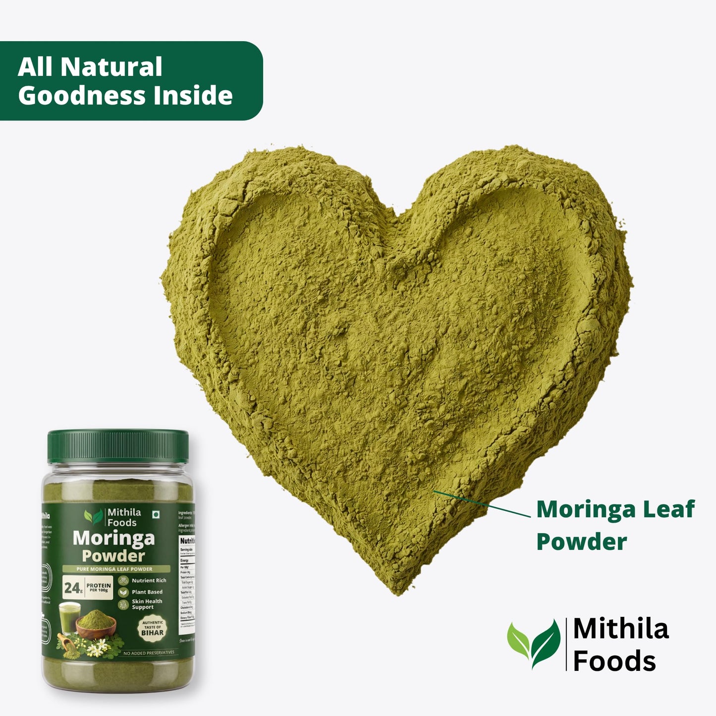 MITHILA FOODS Moringa Powder 200g | Munga Greens, 100% Pure Moringa Leaf Powder | Nutrient-Dense Antioxidants, Vitamins & Minerals | Energy, Immunity & Daily Wellness | Authentic Taste of Jharkhand