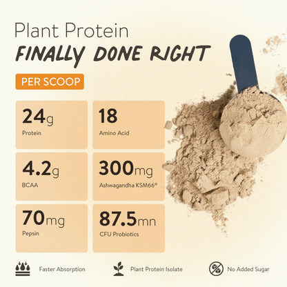 Happy Cultures 24g Tastiest Plant Protein| Real Alphonso Mango, Almond Chunks & Ashwagandha (KSM 66) |Pea & Brown Rice Protein Isolate| No Added Sugar| Vegan| 20 Complete Amino Acids | Monk Fruit Extract| Women & Men| No Bloating, Easy to Digest| Dairy Fr