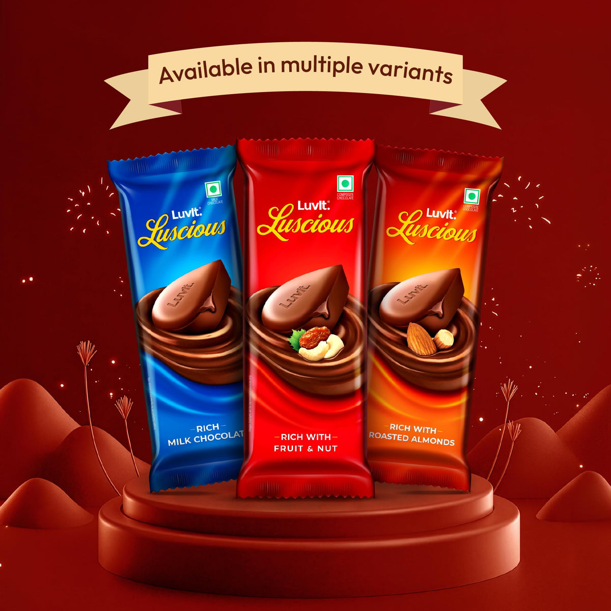 LuvIt. Luscious Fruit & Nut Chocolate Bars | Multipack | Deliciously Smooth | Pack of 6-52g Each