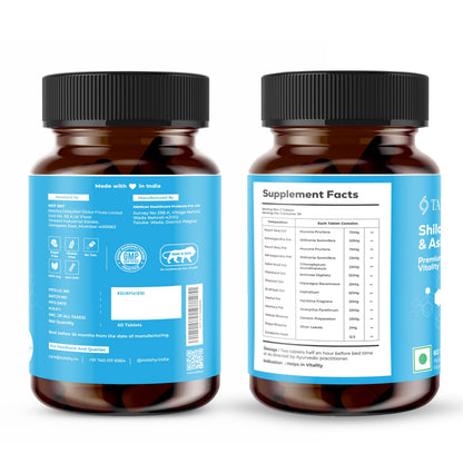 Not Shy TABB-69 | Ayurvedic Supplement with Shilajit, Ashwagandha, Kaunch Beej Safed Musli extracts, supports Energy, Stamina & Performance | 1 Bottle of 60 Tablets.