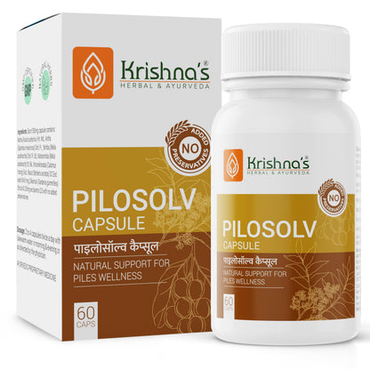 Krishna's Pilosolv Capsules | Herbal & Natural Formula for Digestion | Ayurvedic Supplement - 60 Caps