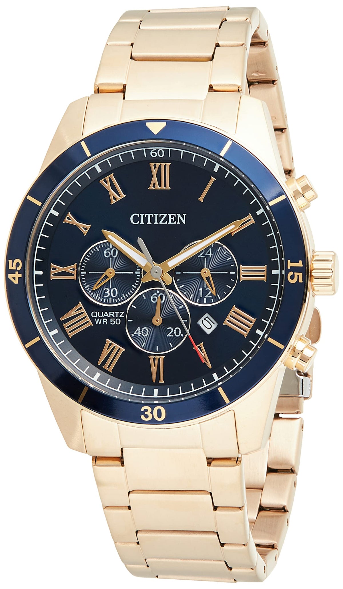 Citizen Stainless Steel Analog Blue Dial Gold Strap Men's Watch-An8169-58L