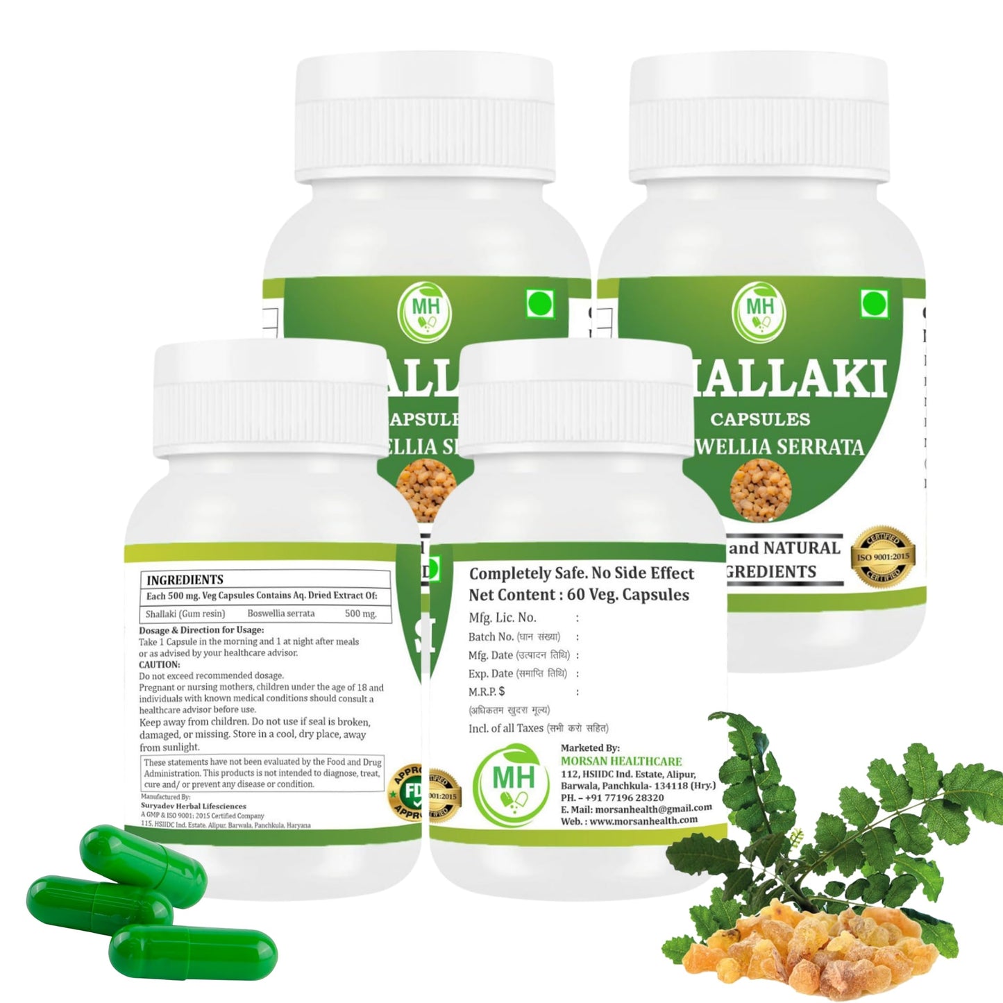 Morsan Healthcare SHALLAKI Capsules – 60 Veg Capsules | Pure Boswellia Serrata Extract | Natural Ayurvedic Supplement for Joint & Mobility Wellness | Pack of 4
