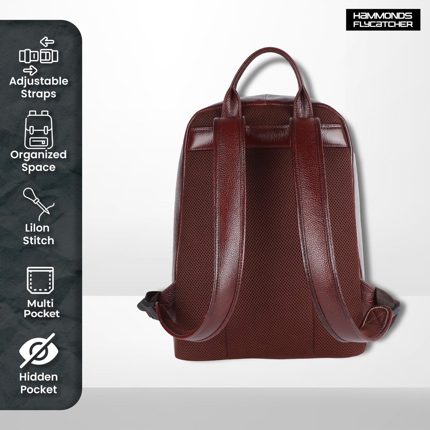 HAMMONDS FLYCATCHER Genuine Leather 4 Compartment Laptop Backpack Ultimate Combination Of Style & Comfort For Unisex, Perfect For Any Adventure/Tech Lovers For Upto 14 Inch Laptop - Brown, 35 Litre