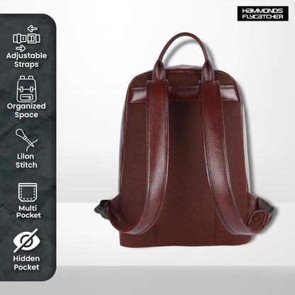 HAMMONDS FLYCATCHER Genuine Leather 4 Compartment Laptop Backpack Ultimate Combination Of Style & Comfort For Unisex, Perfect For Any Adventure/Tech Lovers For Upto 14 Inch Laptop - Brown, 35 Litre