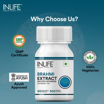 INLIFE Brahmi Capsules 500mg | Bacopa Monnieri Extract | Bacosides > 20- image 6