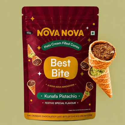 Nova Nova Best Bite Kunafa Pistachio Chocolate Filled Mini Cones 45g