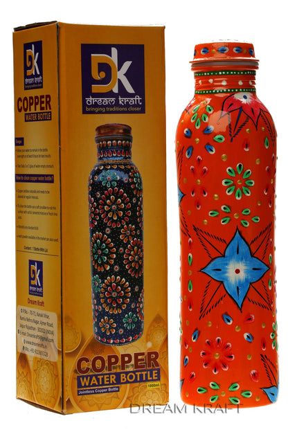 DreamKraft 100% Pure Handmade Copper Water Bottle,Joint Free & Leak Proof for Ayurvedic Health Benefits -600 ML